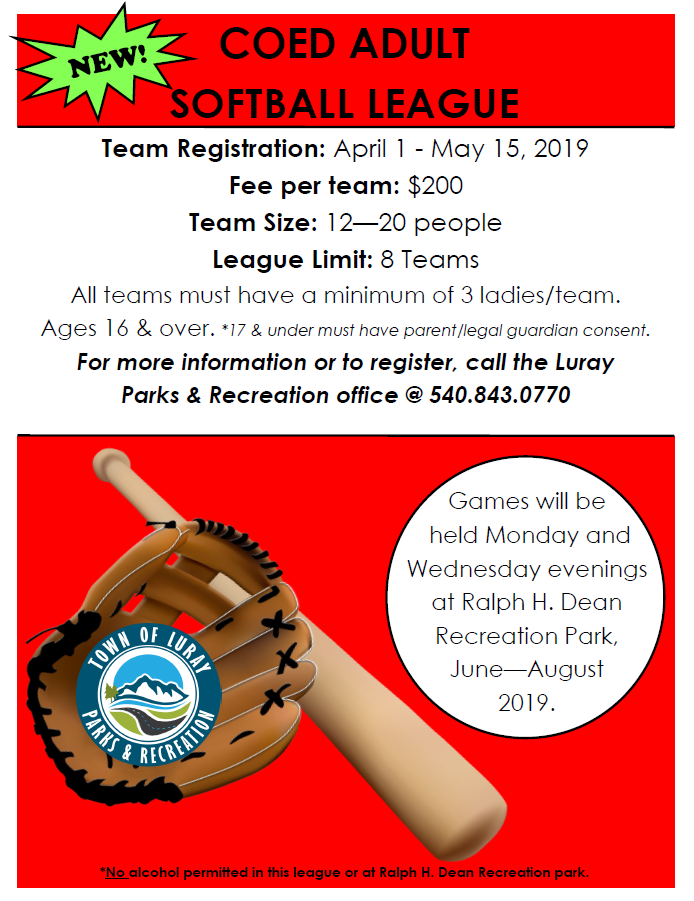 Coed Adult Softball League | Luray-Page Chamber of Commerce