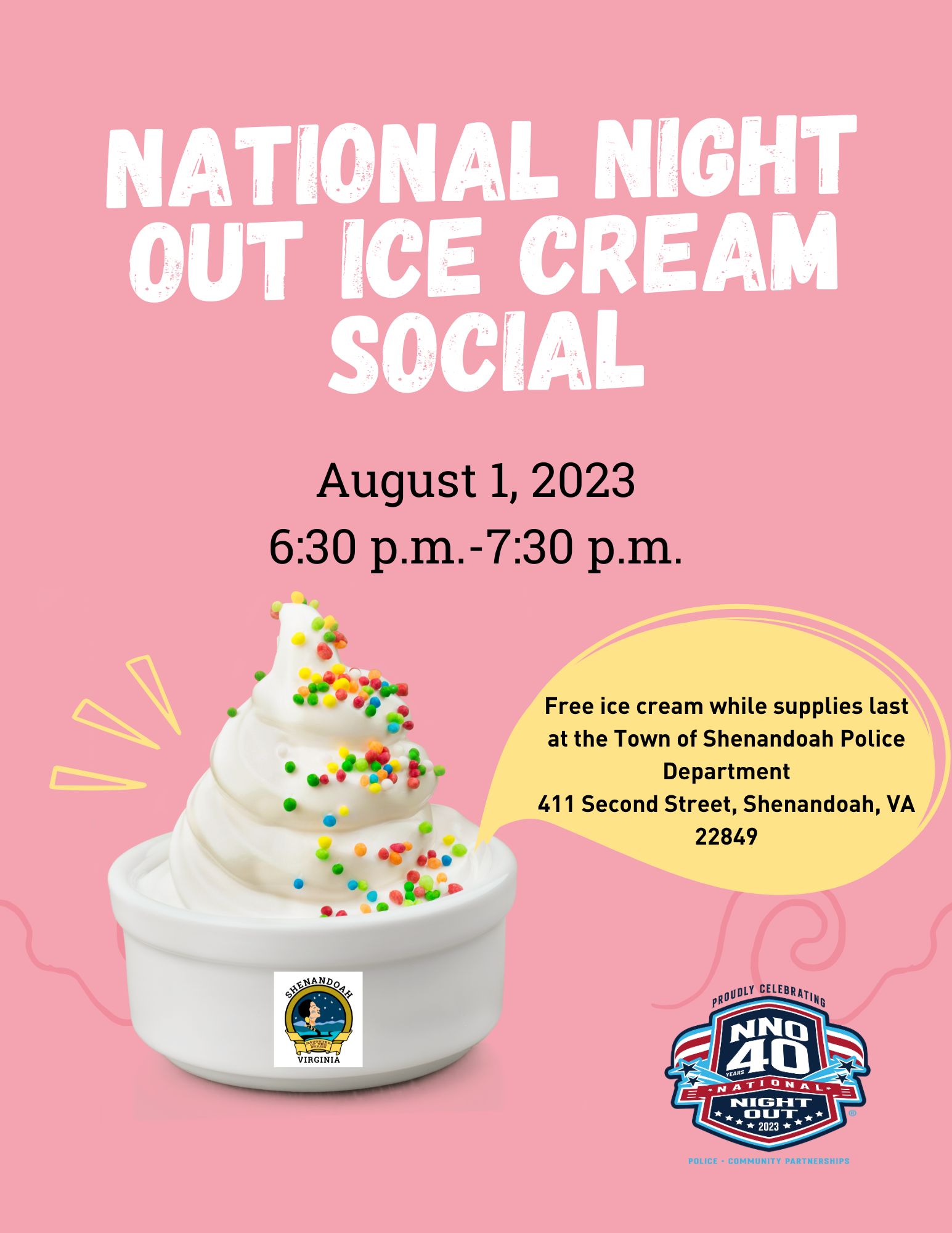 National Night Out Ice Cream Social LurayPage Chamber of Commerce