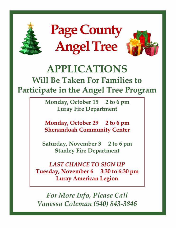 Page County Angel Tree Sign Ups LurayPage Chamber of Commerce
